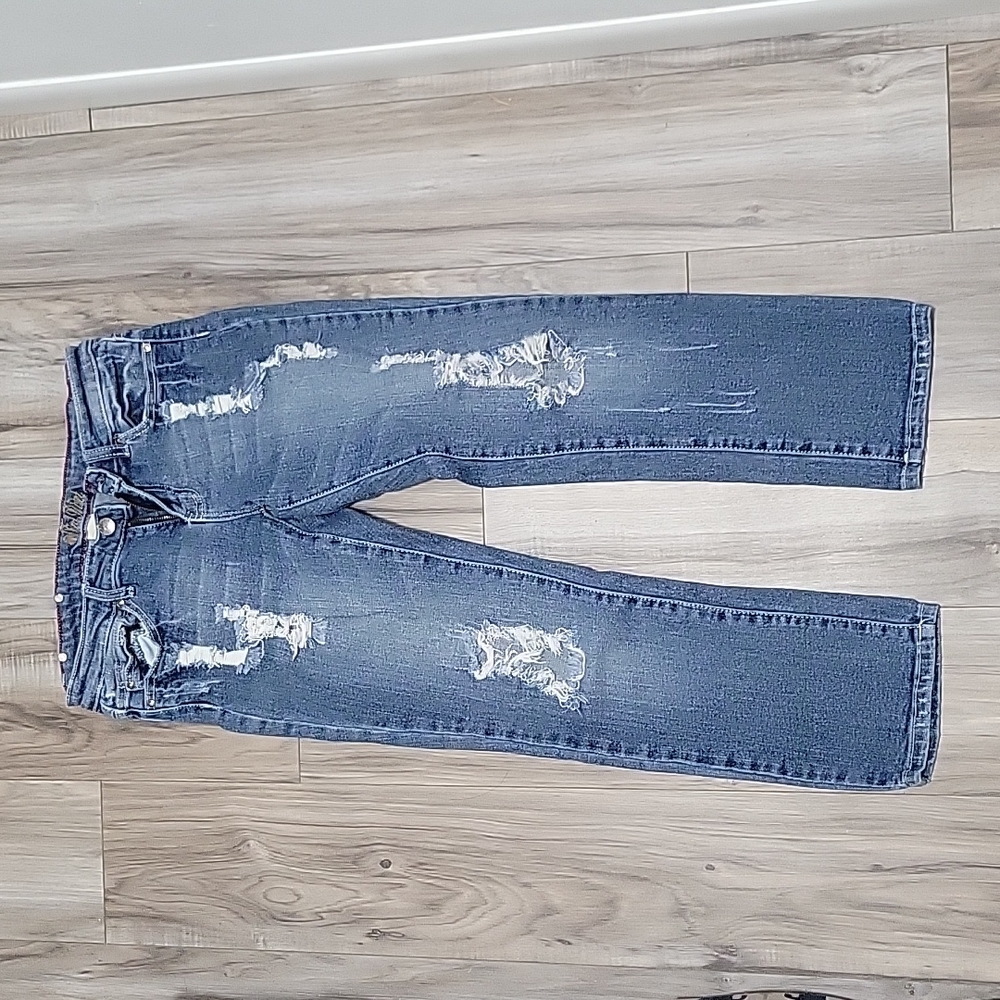 Low Rise Crop Jeans Stretch Distressed - 7
